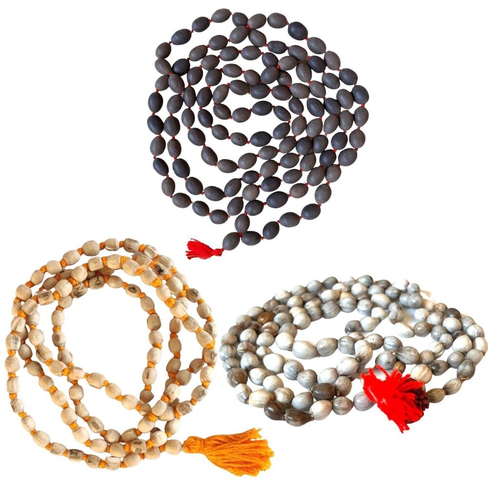2993 Pack of 3 Tulsi Japa Mala, Kamal Gatta Mala Lotus Seeds & Original
